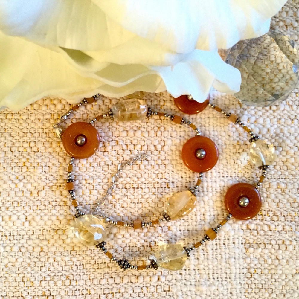 Vintage cornelian and citrine necklace.